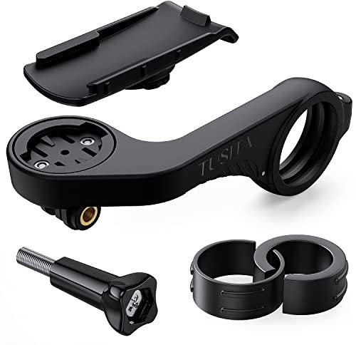 TUSITA Verlängerte Vordere Fahrrad Halterung Kompatibel mit Garmin Handgeräten, Edge GPS Computer – Fahrradlenker 25,4mm 31,8mm