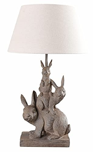 Tischlampe Hase Leuchte Hasenfigur Tischleuchte Dekoleuchte (ohne Leuchtmittel) Beige Polystein Nachttischlampe cw602 Palazzo Exklusiv