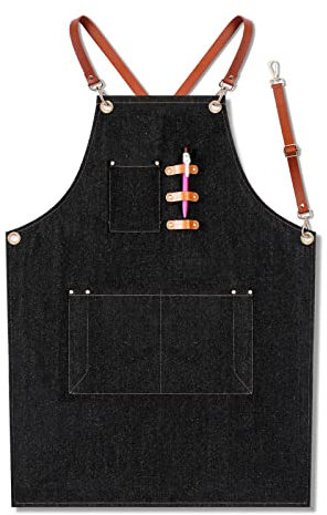 BATTTX Arbeiten Schürze, Tischlerschürze Schweißerschürze Wasserfest Canvas Werkzeugschürze Herren Damen,Perfekt For Garten Keramik Werkstatt Garage