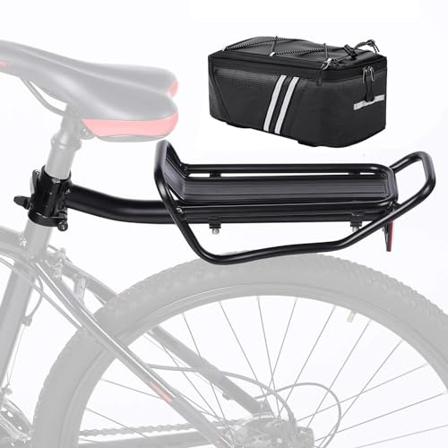 YONTUO Rear Bike Rack with Quickly Release Camp,Retractable Aluminum Alloy Bicycle Cargo Rack,Thickened Frame and Main Tube for 26-29 Frames Commuter Carrier,Max Weight 22lb,BCR01V2