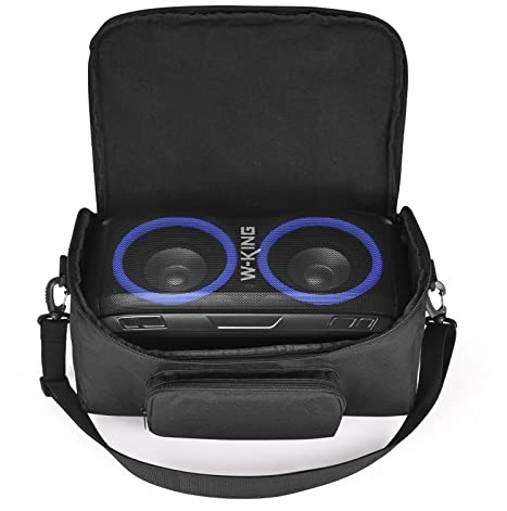 Hzycwgone Housse Coque Étui pour W-King T9-2 Enceinte Bluetooth Puissante,T9-2 Sac à bandoulière de Transport de Voyage Portable,Poches de Rangement supplémentaires pour Microphone Accessoires (Noir)