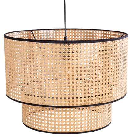 riess-ambiente.de Boho Hängelampe Vienna 45cm Natur schwarz Wiener Geflecht Leuchte