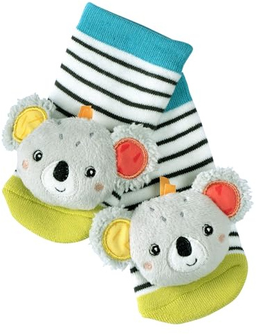 Fehn Rasselsocken Baby Koala – Babysocken mit Rassel Funktion – Socken zur Förderung der Motorik – Babykleidung ideal als Erstlingssöckchen – Lernspielzeug für Kinder von 0-12 Monaten