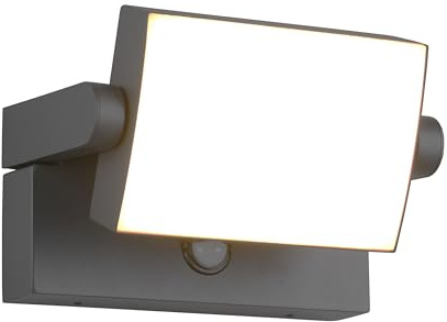 Trio Leuchten LED Außen Wandleuchte Kansas 246869142, Aluminium Druckguss, Acryl weiß, inkl. 10 Watt LED, Bewegungssensor, Anthrazit