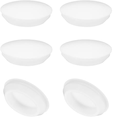 PATIKIL 35mm Diameter Silicone Round Snap, 6 Pcs in Type Locking Furniture Hole Plug Button Protective Cover Cap Head Fit for 2.5-35mm Hole for Seal Bulkhead Cylinder Hole, White