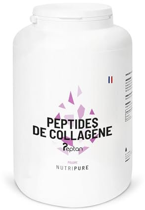 Nutripure | Peptides de Collagène Peptan | Acides Aminés, Types 1 | Protège Os et Articulations, Hydratation de la Peau | Made in France | Arôme Neutre | Pot de 1,2kg | 4 Mois