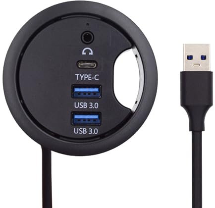 Xiwai Hub répartiteur USB 3.0, carte son USB-C 2 ports USB multiport, port de données de type C, port de données de 60 mm, station d'accueil, casque, micro, interface audio pour ordinateur de bureau