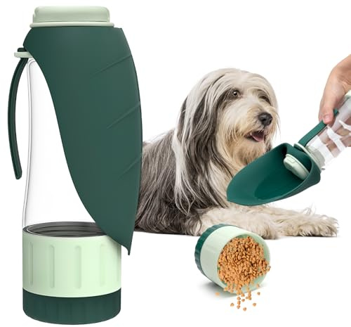 2 in 1 Trinkflasche Hunde für Unterwegs, Hundewasserflasche Hundetrinkflasche für Unterwegs Klein Wasserflaschen Hunde Trinkflasche to Go Hundeflasche Unterwegs für Tägliches Leben, Campen, Reisen