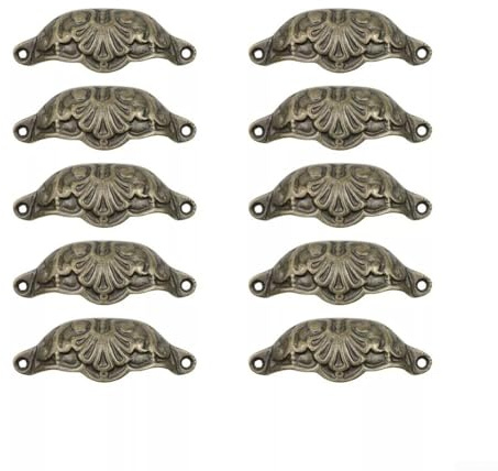 ZAMETTER Lot De 10 PoignéEs En Laiton Antique En Forme De Coquille PoignéE Coquille PoignéE Laiton PoignéE De Tasse Coquille Poignee Tasse De Coquilles Et Pointe(99 mmx36mmx15mm)