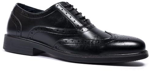 Dr Lightfoot Men's Wide Fit Memory Foam Insock Oxford Brogue Shoes (Black, UK Footwear Size System, Adult, Men, Numeric, Wide, 6)