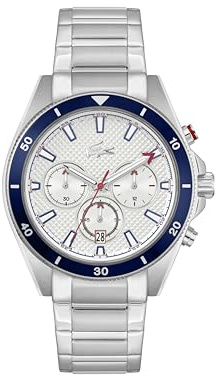 Lacoste Orologio con Cronografo al Quarzo da Uomo Collezione MAINSAIL con Cinturino in Acciaio Inossidabile argentato - 2011360