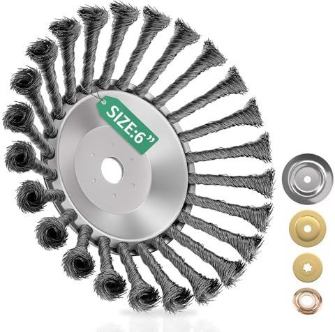 TGNISI brosse de désherbage pour débroussailleuse - Alésage de 25,4 mm - Brosse en acier - Élimination efficace des mauvaises herbes