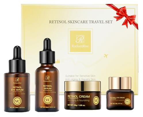 O'KADY Retinol Skincare Set,Anti Aging Skincare Routine Kit with Retinol Facial Essence, Eye Essence, Face Cream,Eye Cream,Facial Kit for Glowing Skin for Women with Valentine,Birthday,Halloween