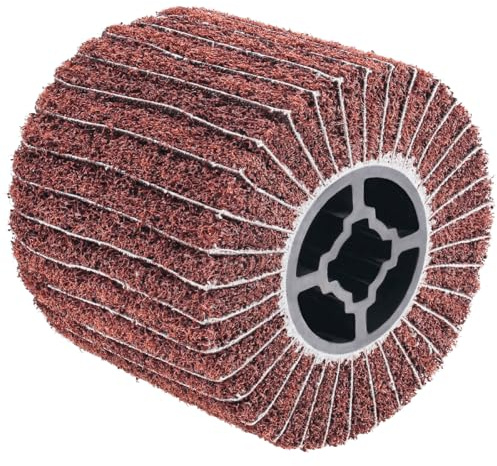 TIOMIOSEA Nylonbürste Schleifwalzen mit Schleifpapier für Satiniermaschine Schleifroller | 120 Körnung Schleifwalze Bürste 100 mm - Ø 120 mm | Nylon Vlies Schleifwalze für Holz, Stein und Metall