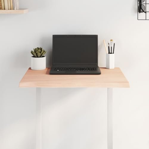 HEFZGDB Tischplatte 60x60x2 cm Massivholz Eiche Unbehandelt Baumkante Waschtischplatte Arbeitsplatte Schreibtischplatte Esstisch für Büro Konferenzraum Küche Studienraum