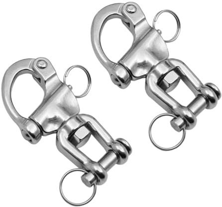 Enwye Lot de 2 manilles à Ressort pivotantes pour drisses de Spinnaker de voilier, 70 mm, avec Petits Crochets à Anneau en Acier