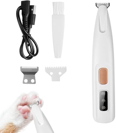 Haustierhaarschneider mit LED Licht,PawTrim Pro Super ruhig,Kabellos Haustier Rasierer Mit USB,IPX5 Wasserdichter,Wiederaufladbar Pfotentrimmer,für Reparatur Hund, Katze,Füße,Ohren,Gesicht,Körper
