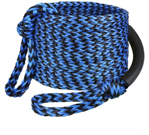 Cuerda de remolque de barco para tubo, cuerda de remolque de barco de 60 pies para tubo, tubo remolcable de agua flotante grueso para agua flotante de esquí (azul negro)