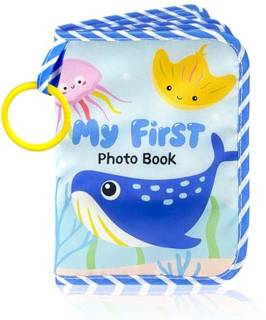 HiABsee Baby Photo Album Photo Book Holds 17 6x4 Photos Soft Cloth My First Photo Album for Baby Shower Party Ocean Memory Album Newborn Boys Girls