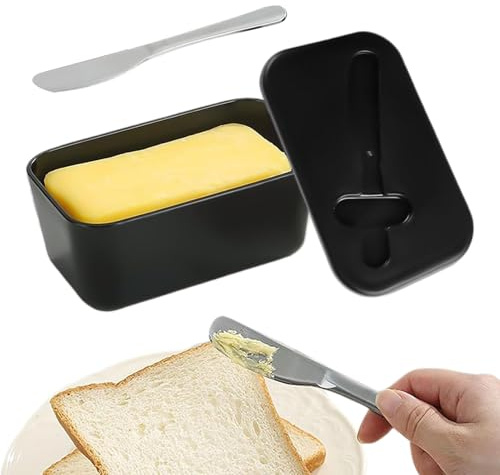 Erconsso Beurrier Pour Réfrigérateur | Beurrier avec Couvercle et Coupe-Beurre pour Comptoir - Boîte de Stockage Lavable au Lave-Vaisselle Petit Déjeuner Cuisine Maison Restaurant Étagère de Frigo