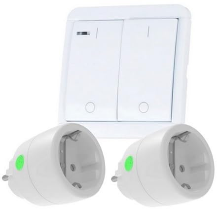 DIW Funk Stromspar-Set – 2x Funksteckdose + Doppel-Wandschalter mit 5-fach Timer | Energie sparen, Standby-Reduzierung, Lampen & Geräte bis 2300W | einfache Montage, kompatibel mit DIW & Intertechno
