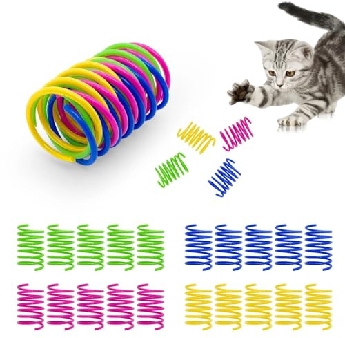 Astrumdex Katzenspielzeug 20 Stück - Buntes kreatives Kunststoff Spiralfedern Spirale, Spielzeuge Spiralfedern Neuheit, 4 Farben für Katzen, Cat Toy
