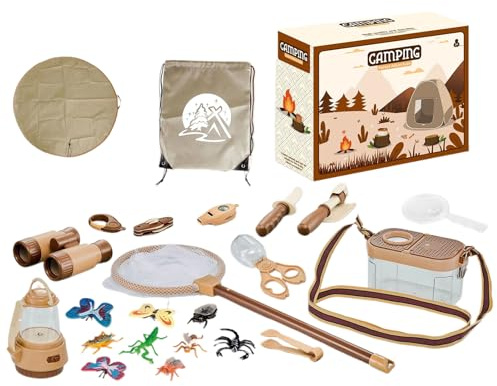Set di giocattoli da campeggio – Avventure all'aria aperta, Campeggio Fuoco e Utensili da Cucina | Giocattolo educativo di ruolo per bambini, Picnic, Compleanno, Natale, Negozio incluso
