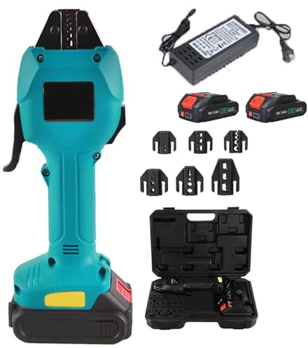 Pinza crimpatrice per capicorda della batteria, pinza crimpatrice per 1/2 batteria con 7 matrici, forza di crimpatura massima 16 KN, strumento di crimpatura per cavi con scatola