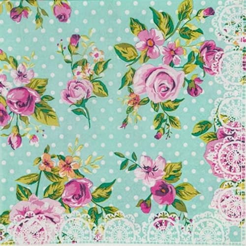 Leimdu Flower Paper Napkins,Luncheon Party Napkins Serviettes 40 Count 2-Ply, 13 x 13 Inch