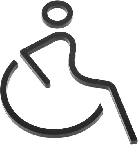 HEANUJJ Disabled Wheelchair Symbol Sign Acrylic Public Toilet Sign for Disabled Restroom Door Frosted Black Accessible Bathroom for Wheelchair Users Disability Toilet Sticker