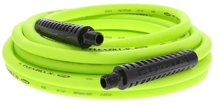 Flexzilla Air Hose, 1/4 in. x 25 ft., 1/4 in. MNPT Fittings, Heavy Duty, Lightweight, Hybrid, ZillaGreen - HFZ1425YW2