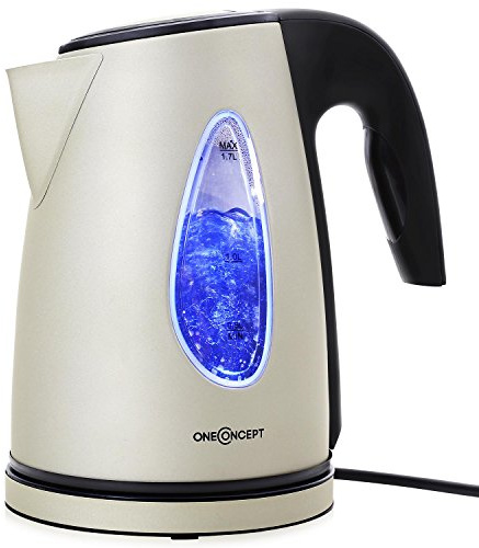 oneConcept SS17 Bouilloire design sans fil - Conception Cool Touch et effet lumineux - Théière (2200W, 1,7L) Structure acier inox - crème