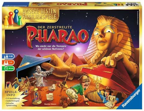 Ravensburger 26656 - Der zerstreute Pharao - Gesellschaftsspiel für die ganze Familie, für Erwachsene und Kinder ab 7 Jahren, 1 bis 5 Spieler - Schätze suchen, die besten Familienspiele