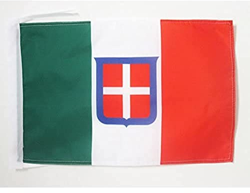 AZ FLAG Bandera Estado del Reino de Italia 1861-1946 45x30 cm Cuerdas | Uso interior y exterior Enseña italiana real Regno d'italia 1861-1946 costuras dobles y bordes reforzados poliéster 100D