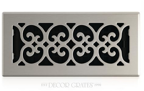 Decor Grates, SPH410-NKL, Rejilla de ventilación de suelo de virutas, 10 x 25 cm, acabado de níquel cepillado