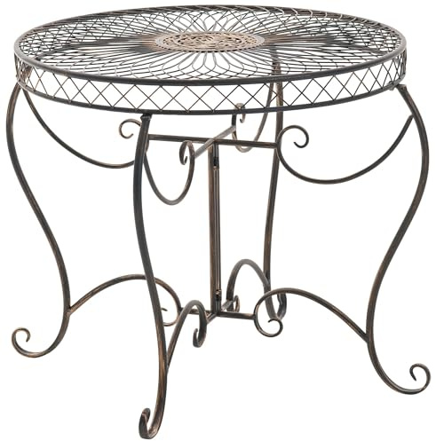 CLP Gartentisch rund im Jugendstil Sheela, Metalltisch aus Eisen pulverbeschichtet, Balkontisch wetterfest perfekt für Garten und Terrasse, Farbe:Bronze