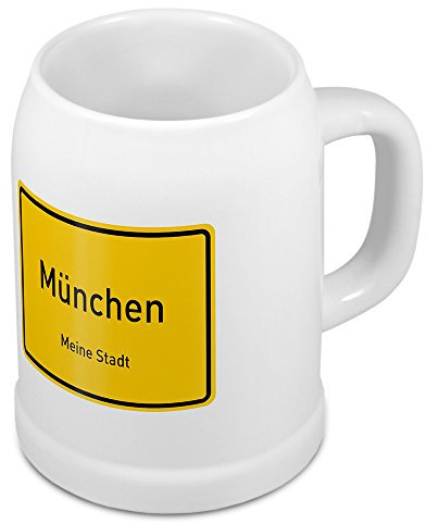 digital print Bierkrug mit Stadtnamen München - Design Ortschild - Städte-Tasse, Becher, Maßkrug