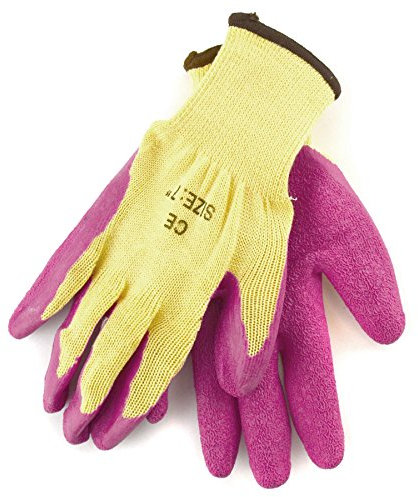 AB Tools 7 Builders Protective Gardening DIY Latex Rubber Coated Work Gloves Pink