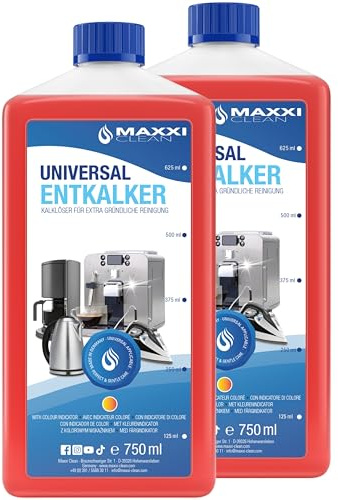 Maxxi Clean | 2x 750 ml Universal Entkalker Konzentrat für Kaffeemaschinen & Kaffeevollautomaten aller Typen | für 12 Entkalkungsvorgänge | universelle Gerätereinigung gegen Kalk und Verschmutzungen