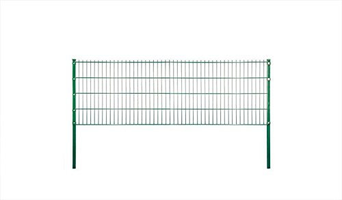 Gitter-Zaun/Garten-Zaun Komplett-Set aus verzinktem Stahl mit grüner Pulverbeschichtung (RAL 6005) Höhe: 100 cm / 37.5 m Länge/Drahtstärke 6-5-6 mm/inkl. Matten, Zaun-Pfosten und Montagematerial
