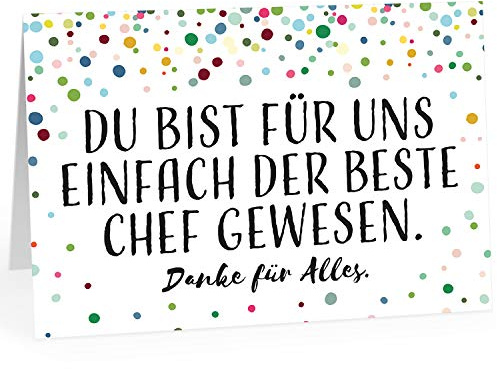 XXL Abschiedskarte (A4) | Der beste Chef (Persönlich) | mit Umschlag | edle und hochwertige Klappkarte | Große Ruhestandskarte, Pension, Rente | Maxi Karte | Überformat
