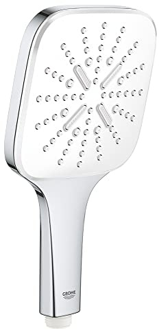 GROHE Rainshower SmartActive 130 Cube, Pommeau de Douche 3 Jets, Economie d'Eau, Moon White, 26582LS0