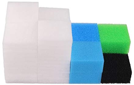 INGVIEE Kompatibel Aquarium Filterschwamm Set für Juwel Compact/Bioflow 3.0 / M (2X Blau Fein, 2X Blau Grob, 2X Grün Nitrat, 2X Aktivkohleschwamm, 50x Filterwatte)