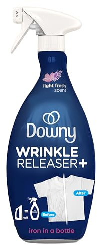 Downy Wrinkle Releaser Fabric Refresher Spray, Odor Eliminator, Ironing Aid and Anti Static Spray, Light Fresh Scent, 33.8 Fl Oz