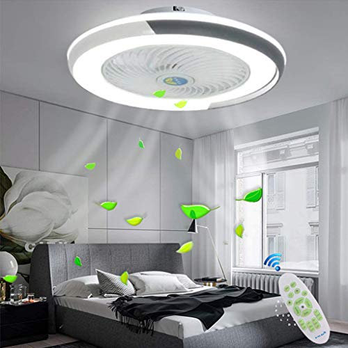 LED Fan Deckenleuchte Kreative Moderne Deckenlamp Dimmbar Deckenventilator Mit Beleuchtung Und Fernbedienung Leise Schlafzimmer Wohnzimmer Landhaus Kücheleuchte Badezimmer Decke Hängelampe,Schwarz