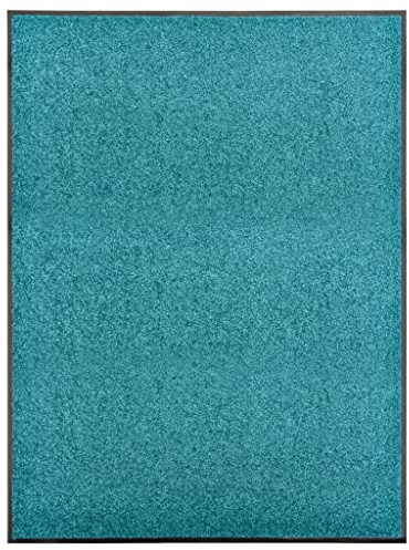 vidaXL Fußmatte Waschbar Schmutzfangmatte Türmatte Fußabtreter Schmutzmatte Schmutzfangläufer Sauberlaufmatte Innen Außen Cyan 90x120cm