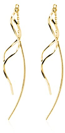 SLUYNZ 925 Sterling Silber Kurve Kette Ohrringe für Damen Mädchen Lange Ohrringe Hängend Minimalistische Ohrringe