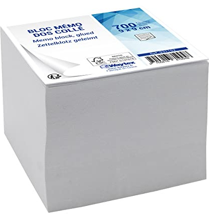 WAYTEX 931152 Bloc mémo cube de 700 notes blanches 9 x 9 cm dos encollé
