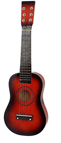 Ruilogod Holz 6 Saiten Akustische Ukulele Mini Gitarre 23-Zoll-Länge Rot Schwarz