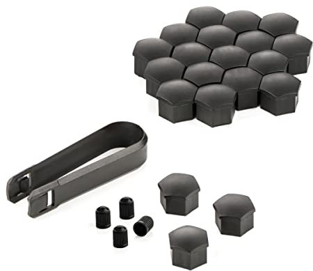 LST 20x Sechskant Felgen Radschraube Abdeckkappen Kappen Set 17 mm schwarz Matt